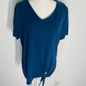 Lane Bryant Blue Short Sleeve Shirt with Tie Waist size 14/16